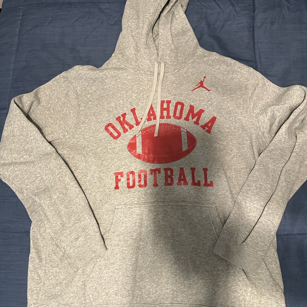 Jordan Gray Hoodie with Red Logo